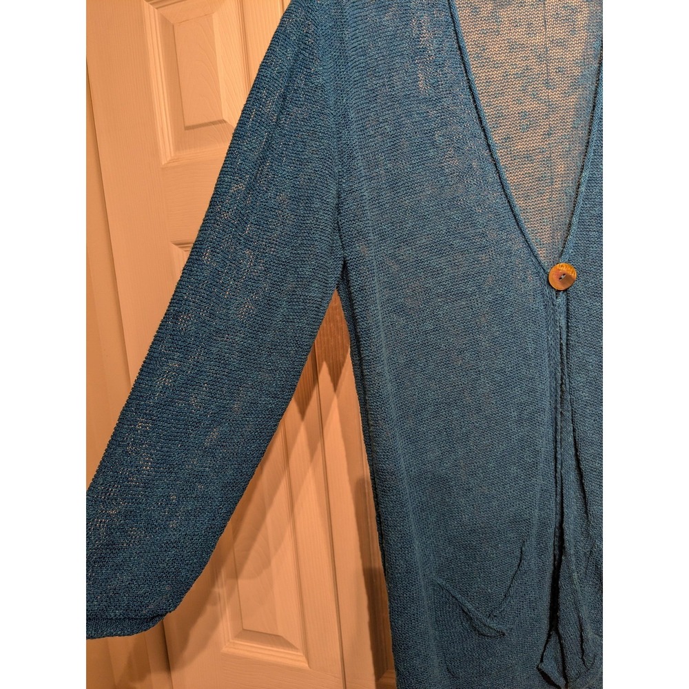 Coldwater Creek Cardigan Sweater Womens XL Linen Blend Open Front Pocket‎ Mesh - Picture 8 of 16